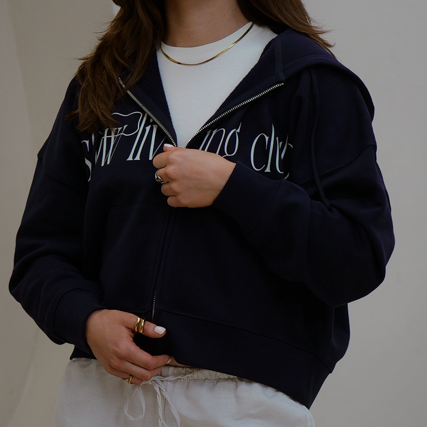 navy zip hoodie