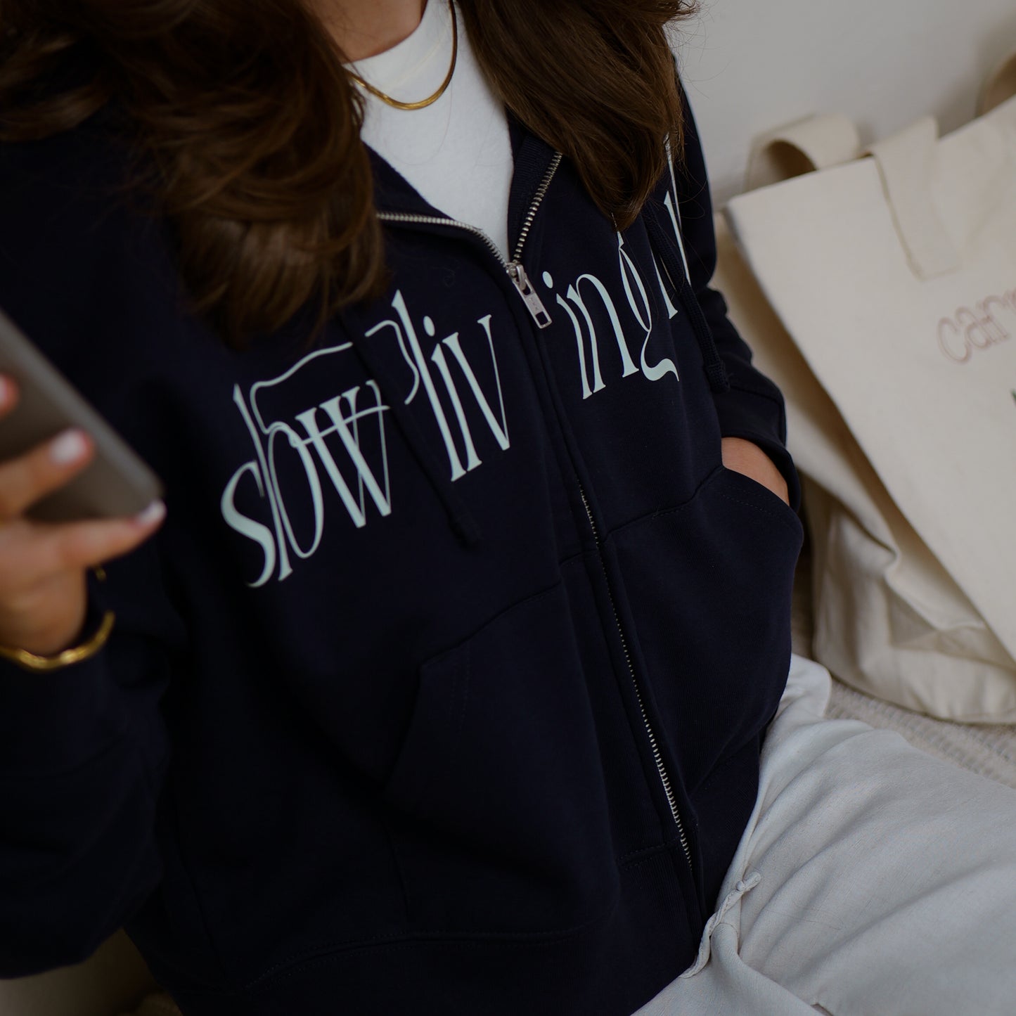 navy zip hoodie